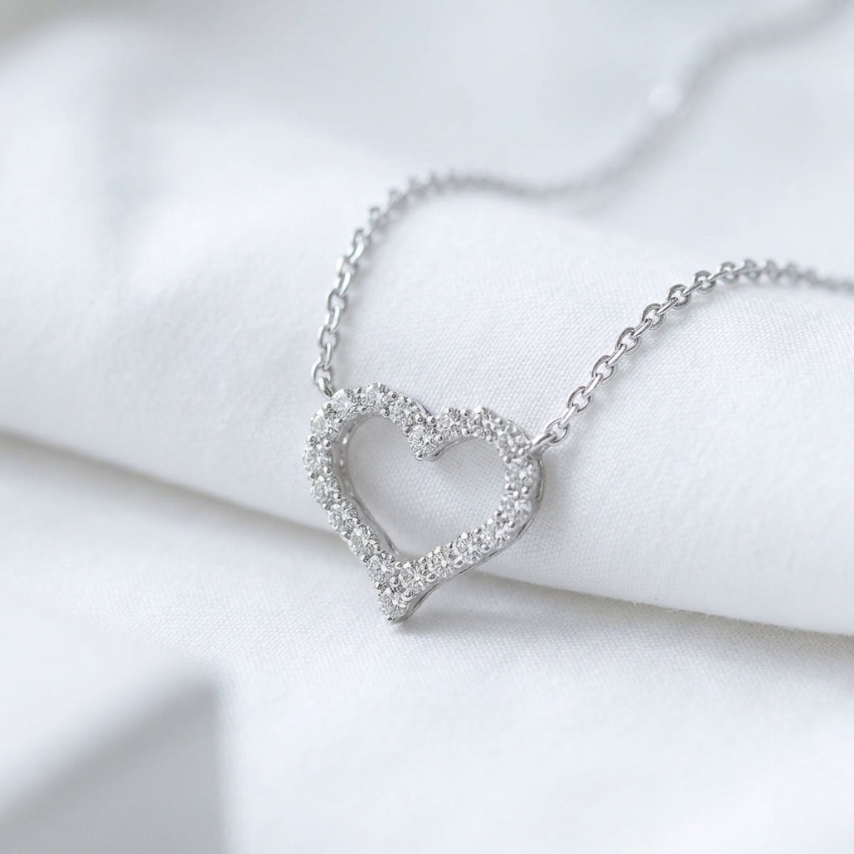 Vireya | Open Heart Necklace for Women - Sparkling Pendant Delicate Chain Elegant Fit-Necklaces-Gold-Camoufit