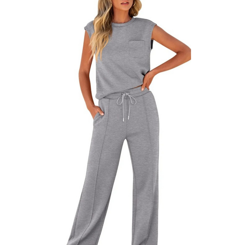 Sorelli | Lounge Set for Women - Casual Soft Minimalist Relaxed Cosy Two Piece Modern Fit-Loungewear set-Grey-S-Camoufit