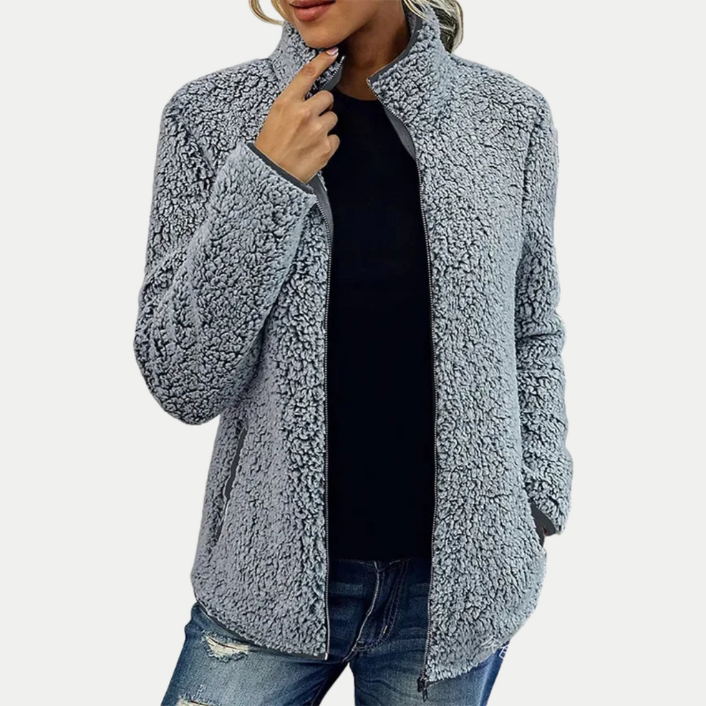 Solis | Women's Textured Fleece Jacket - Pattern Zip-Up Coat