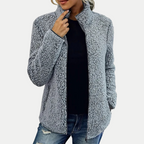 Solis | Women's Textured Fleece Jacket - Pattern Zip-Up Coat