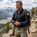 Ventor | Tactical Combat Shirt for Men - Long Sleeve Half Zip Outdoor Fit-Tactical Top-Black-S-Camoufit