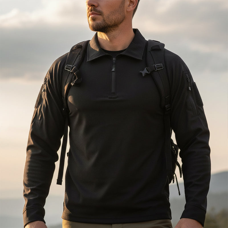 Mavero | Tactical Polo Shirt for Men - Moisture-Wicking Stretch Breathable Fit-Tactical Top-Black-M-Camoufit