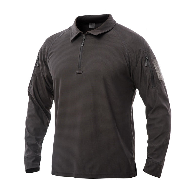 Mavero | Tactical Polo Shirt for Men - Moisture-Wicking Stretch Breathable Fit-Tactical Top-Grey-M-Camoufit