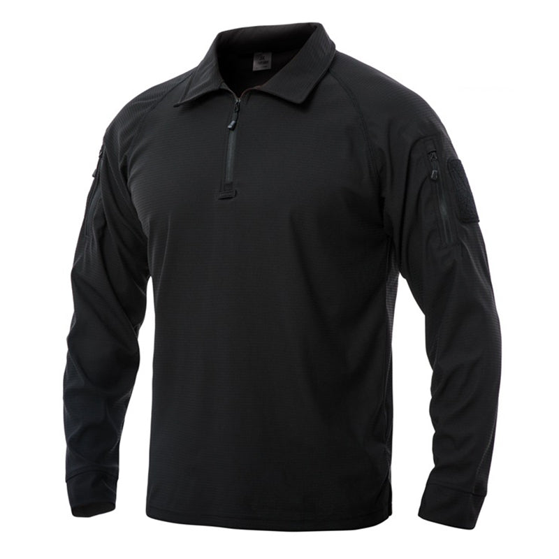 Mavero | Tactical Polo Shirt for Men - Moisture-Wicking Stretch Breathable Fit-Tactical Top-Black-M-Camoufit