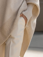 Sephira | Women's Sweater | Oversized Poncho Ribbed Trim