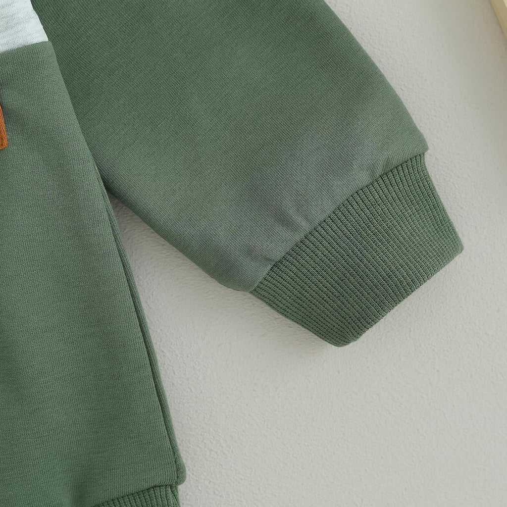 Green sweatshirt sleeve with ribbed knit cuff