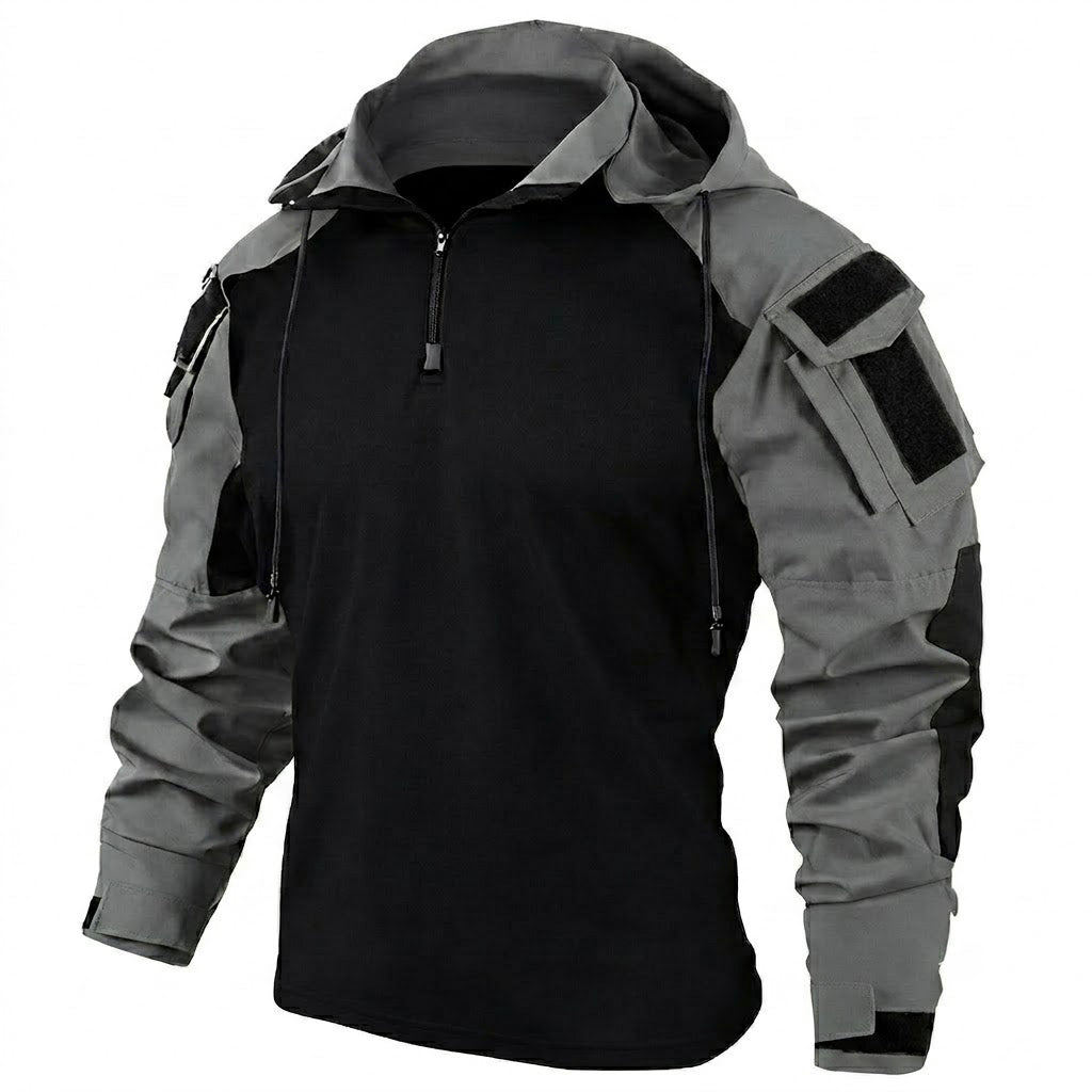 Ravello | Tactical Hoodie for Men - Quick Dry Long Sleeve Combat Fit-Tactical Top-Grey-S-Camoufit