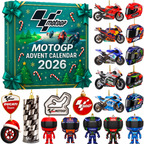 Motorcycle racing advent calendar 2026 box with mini racing figures and helmets