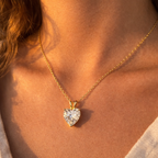 Fiorisse | Heart Cut Pendant Necklace for Women - Gold Delicate Elegant Romantic Fit-Necklaces-Gold-Camoufit
