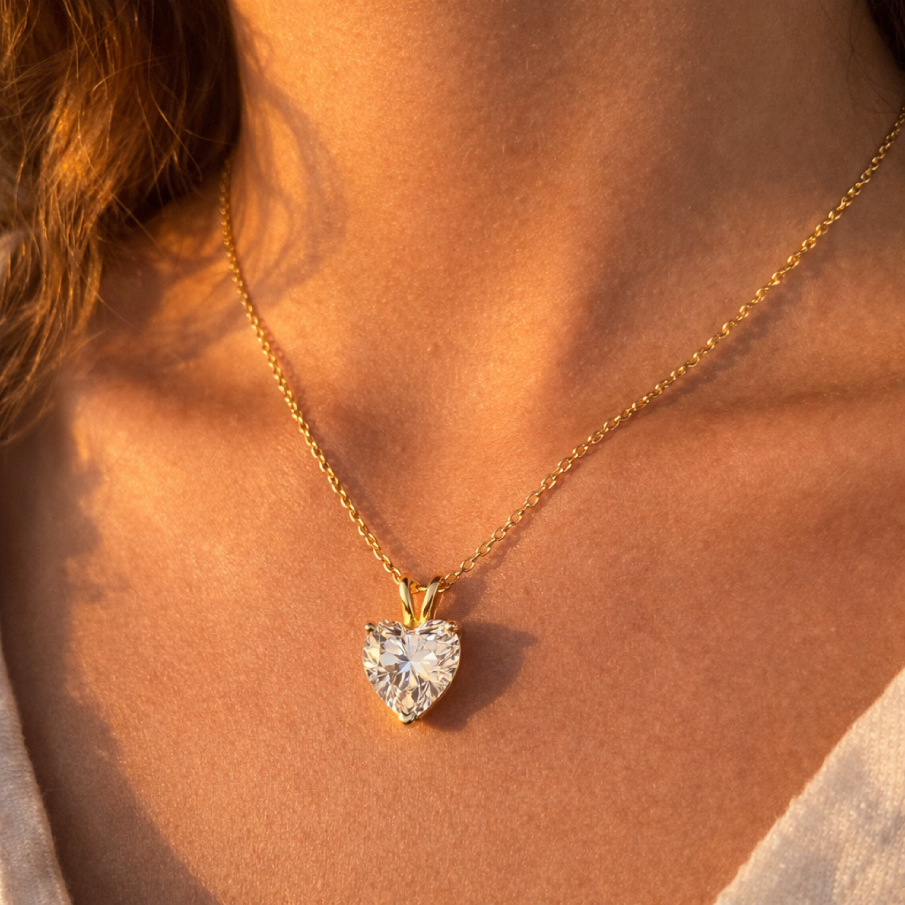 Fiorisse | Heart Cut Pendant Necklace for Women - Gold Delicate Elegant Romantic Fit-Necklaces-Gold-Camoufit