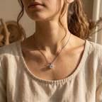 Rosélune | Halo Pendant Necklace for Women - Round Cut Stone Delicate Minimalist Elegant Fit-Necklaces-Gold-Camoufit