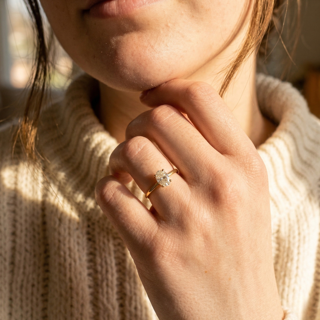 Alouette | Promise Ring for Women - Gold Round Cut Elegant Fit-Ring-Gold-5-Camoufit