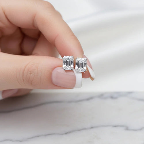 Alviera | Emerald Stud Earrings for Women - Timeless Sparkling Delicate Elegant Fit-Earrings-Silver-Camoufit