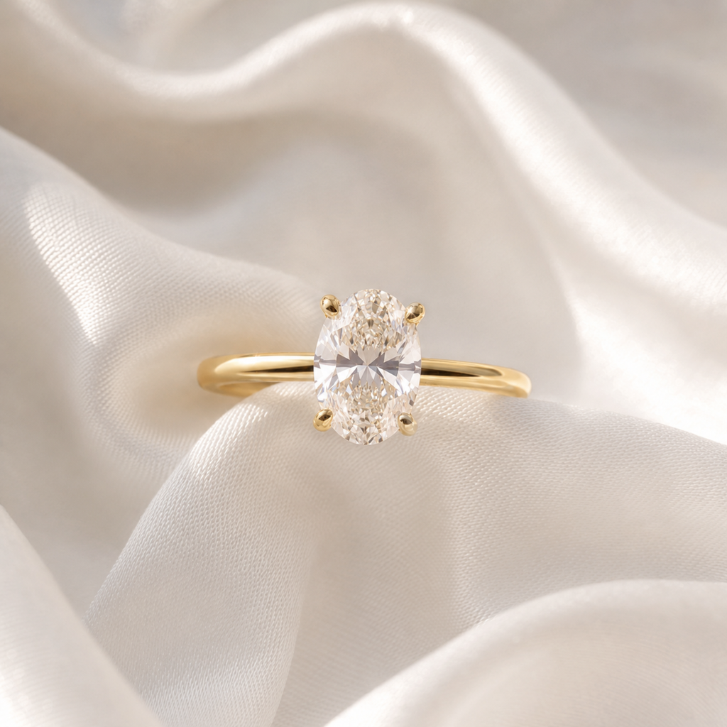 Vessia | Promise Ring for Women - Oval Cut Elevated Setting Minimalist Elegant Fit-Ring-Gold-5-Camoufit