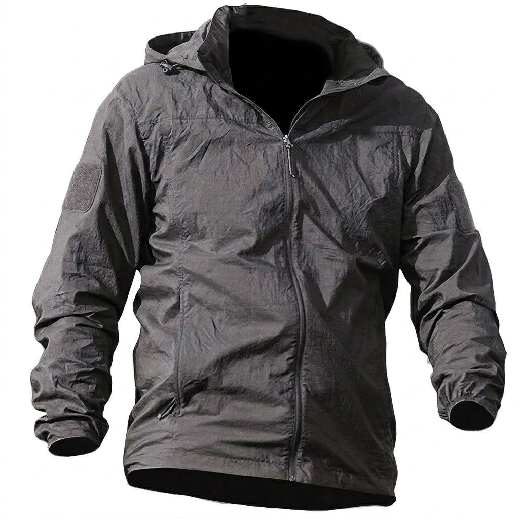 Toren | Quick Dry Shell Jacket for Men - UPF 50+ Hooded Lightweight Waterproof Outdoor Fit-Tactical Jackets-Grey-S-Camoufit