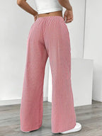 Isola | Wide Leg Trousers for Women - Striped Flared Drawstring Boho Beach Summer Fit-Women's Pants-Yellow-S-Camoufit