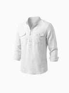 Adrian Men's Long Sleeve Shirt Cotton Blend-Men's Long Sleeve Shirt-CAMOUFIT-White-M-Camoufit
