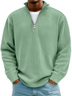 Vireon | Men's Half Zip Jumper Relaxed Fit Durable Knit Casual Pullover Sweater Layer-Men's Sweater-Green-S-