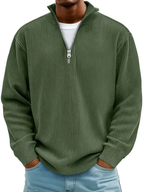 Vireon | Men's Half Zip Jumper Relaxed Fit Durable Knit Casual Pullover Sweater Layer-Men's Sweater-Army Green-S-