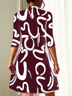 Alanna Women's Mini Dress - Round Neck 3/4 Sleeve Summer Style-Floral Printed Dress-Black-XS-Camoufit
