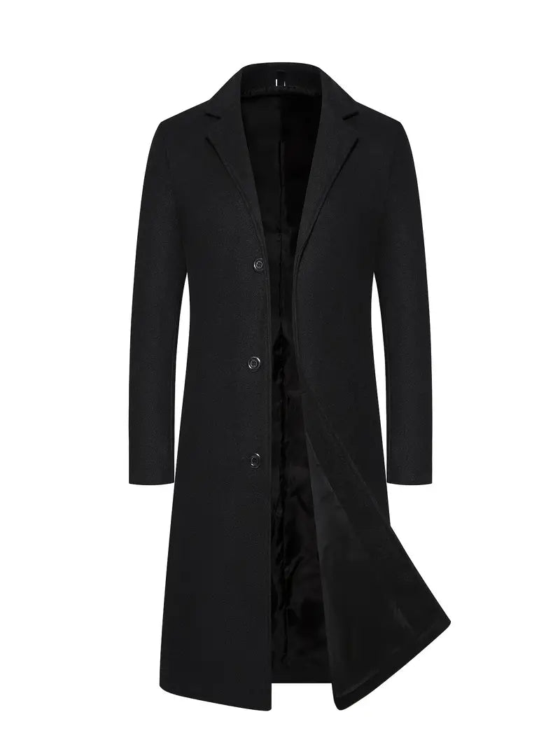 Alaricea Men's Long Winter Coat - Warm Modern Durable Style-Men's Trench Coat-Black-M-Camoufit