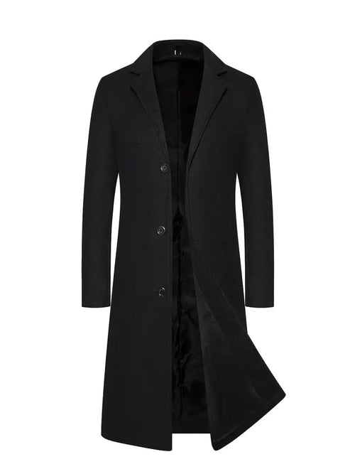 Alaricea Men's Long Winter Coat - Warm Modern Durable Style-Men's Trench Coat-Black-M-Camoufit
