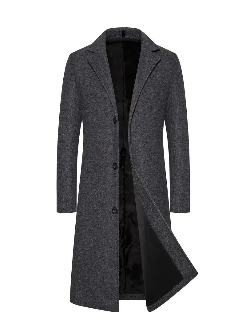 Alaricea Men's Long Winter Coat - Warm Modern Durable Style-Men's Trench Coat-Dark grey-M-Camoufit