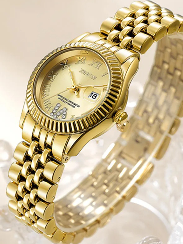 Alévia | Quartz Watch for Women - Zirconia Gold-Tone Elegant Design-Watches-Camoufit