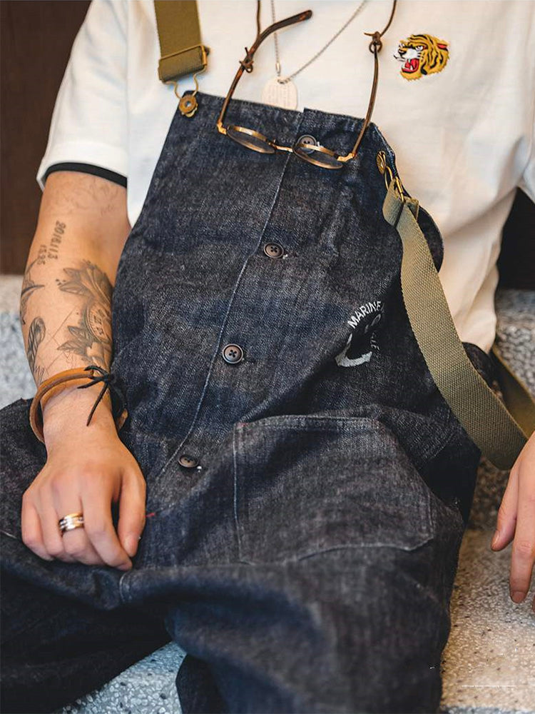 American Retro Style Navy Deck Overalls-Jumpsuits & Overalls-Camoufit