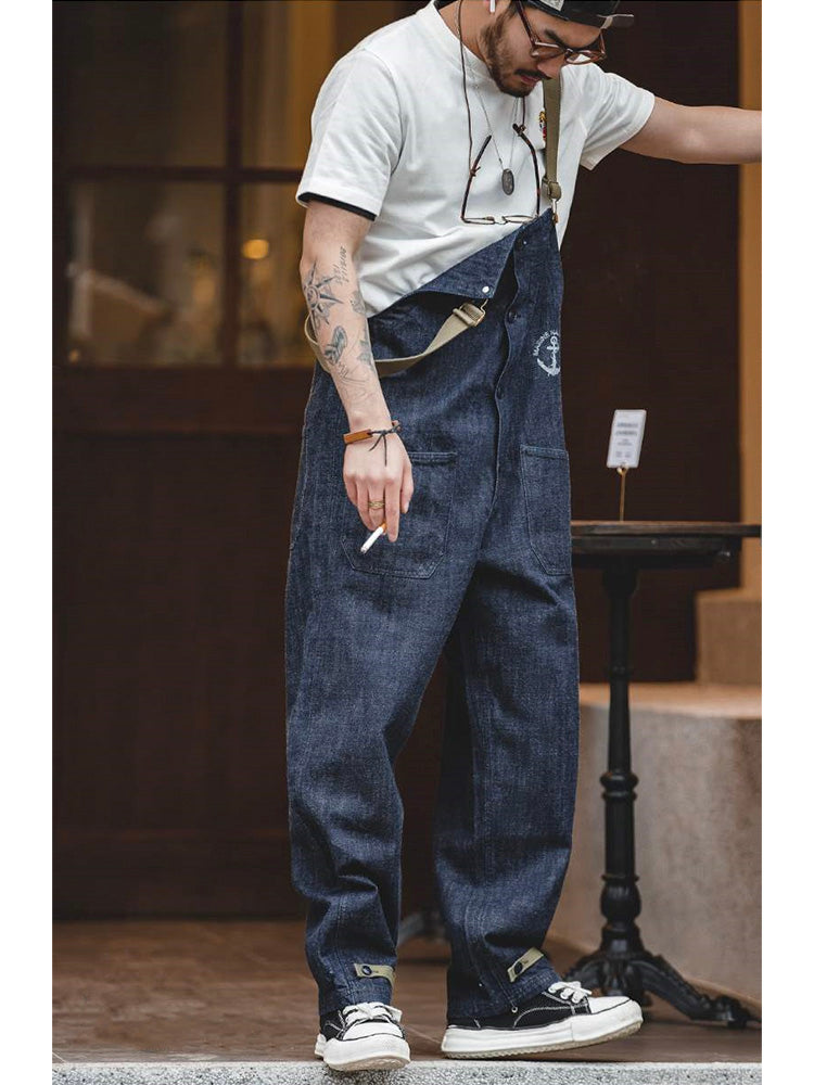 American Retro Style Navy Deck Overalls-Jumpsuits & Overalls-Camoufit