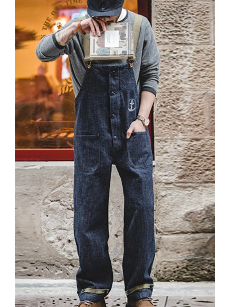 American Retro Style Navy Deck Overalls-Jumpsuits & Overalls-Camoufit