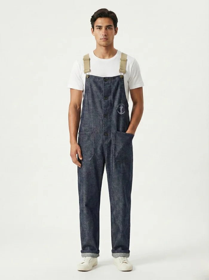 American Retro Style Navy Deck Overalls-Jumpsuits & Overalls-CAMOUFIT-Dark Blue-S-Camoufit