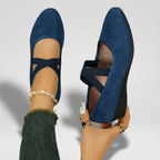 Véline | Women's Closed Wedge Slip On Shoes – Cushioned Comfort Fit-Heeled Slip On Shoes-Blue-4-