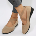 Véline | Women's Closed Wedge Slip On Shoes – Cushioned Comfort Fit-Heeled Slip On Shoes-Apricot-4-