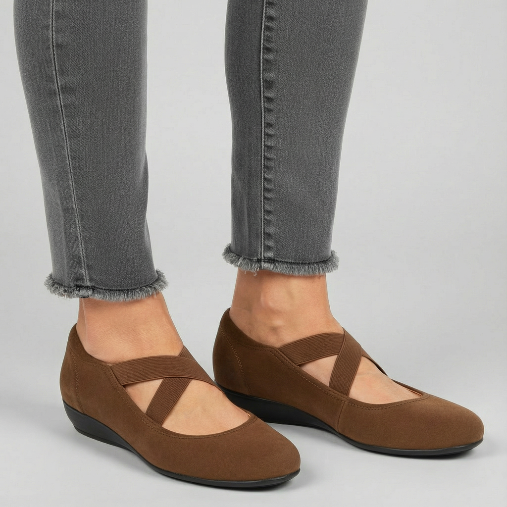 Véline | Women's Closed Wedge Slip On Shoes – Cushioned Comfort Fit-Heeled Slip On Shoes-Brown-4-