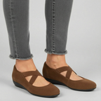 Véline | Women's Closed Wedge Slip On Shoes – Cushioned Comfort Fit-Heeled Slip On Shoes-Brown-4-