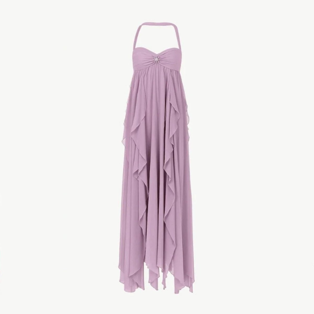 Aloura | Chiffon Maxi Dress for Women - Open Back Embellished Diamond Wavy Elegant Fit-Dresses-Purple-XS-Camoufit