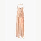 Aloura | Chiffon Maxi Dress for Women - Open Back Embellished Diamond Wavy Elegant Fit-Dresses-Peach-XS-Camoufit