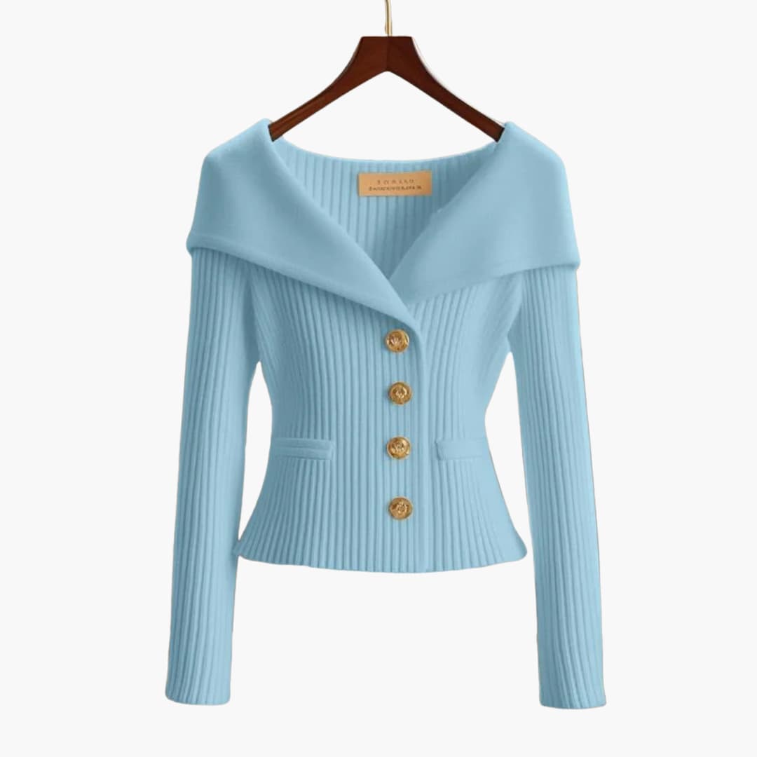 Maelis | Women's Stylish Cardigan with Ribbed Texture Button Up Soft Cosy Knit Layering Jumper-Women's Winter Cardigan-Light Blue-One Size-