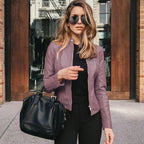Seraphina | Leather Jacket for Women – Faux Leather Tailored Fit-Women's Leather Jacket-Purple-S-Camoufit