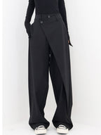 Alviera | Wide Leg Dress Pants for Women – Asymmetrical Relaxed Fit-Women's Pants-Black-XS-Camoufit