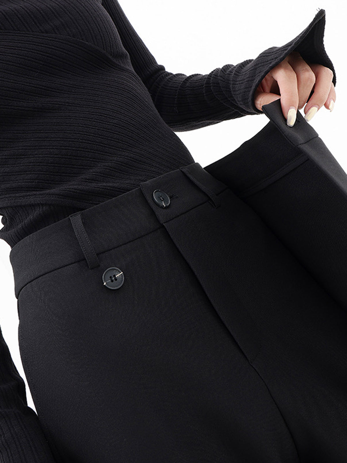 Alviera | Wide Leg Dress Pants for Women – Asymmetrical Relaxed Fit-Women's Pants-Black-XS-Camoufit