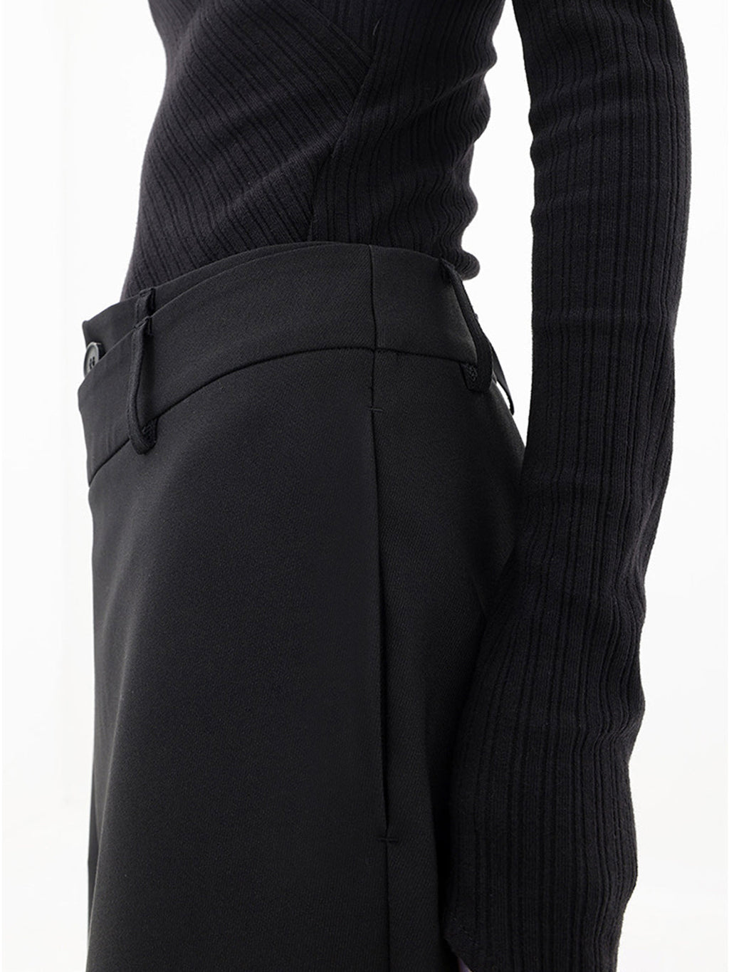 Alviera | Wide Leg Dress Pants for Women – Asymmetrical Relaxed Fit-Women's Pants-Black-XS-Camoufit