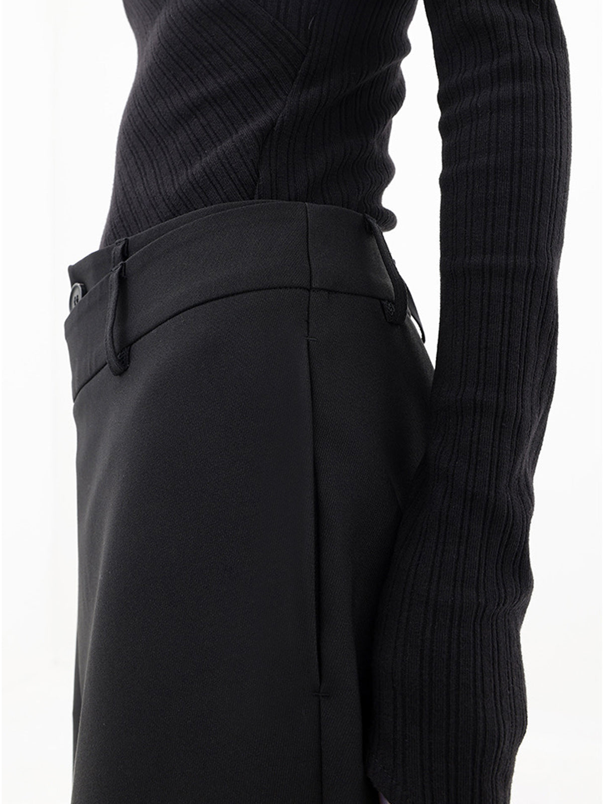 Alviera | Wide Leg Dress Pants for Women – Asymmetrical Relaxed Fit-Women's Pants-Black-XS-Camoufit