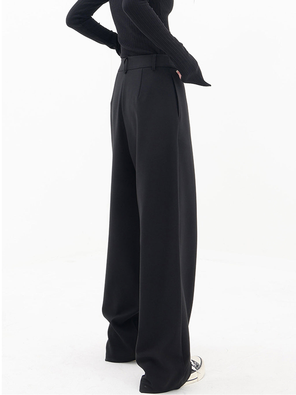 Alviera | Wide Leg Dress Pants for Women – Asymmetrical Relaxed Fit-Women's Pants-Black-XS-Camoufit