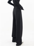 Alviera | Wide Leg Dress Pants for Women – Asymmetrical Relaxed Fit-Women's Pants-Black-XS-Camoufit