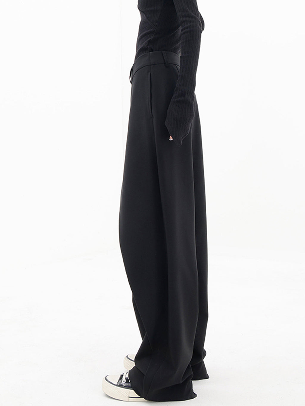 Alviera | Wide Leg Dress Pants for Women – Asymmetrical Relaxed Fit-Women's Pants-Black-XS-Camoufit
