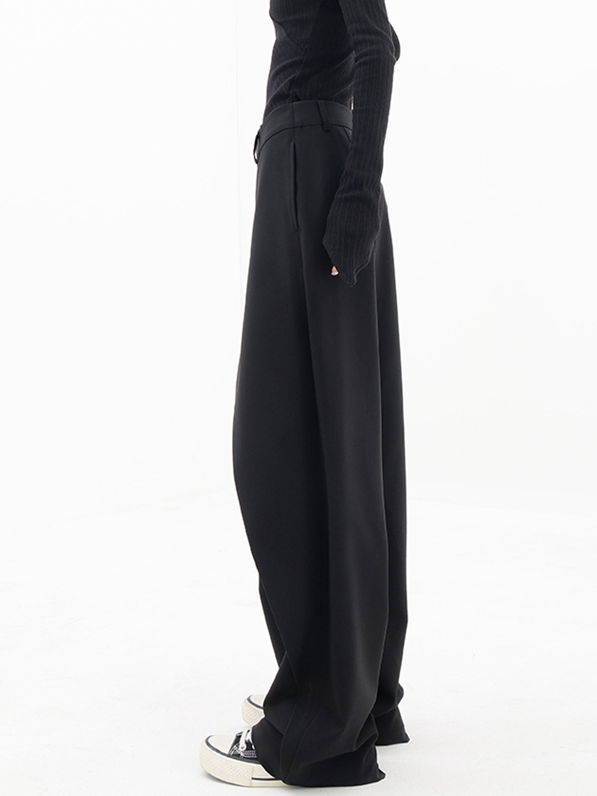 Alviera | Wide Leg Dress Pants for Women – Asymmetrical Relaxed Fit-Women's Pants-Black-XS-Camoufit