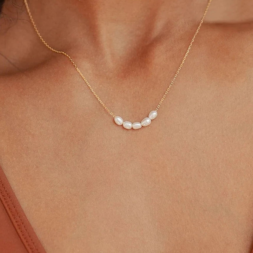 Celestine | Women's Pearl Necklace – Minimal Layered Elegant Design-Jewelry-Gold-