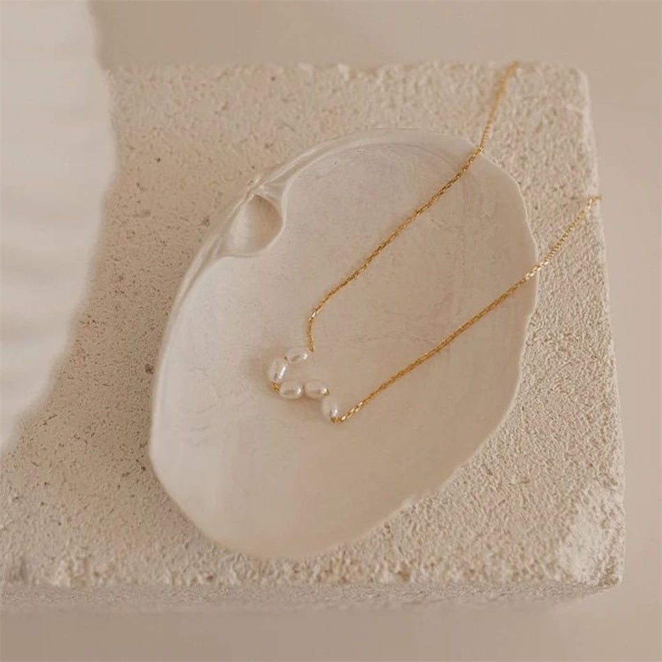 Celestine | Women's Pearl Necklace – Minimal Layered Elegant Design-Jewelry-Gold-